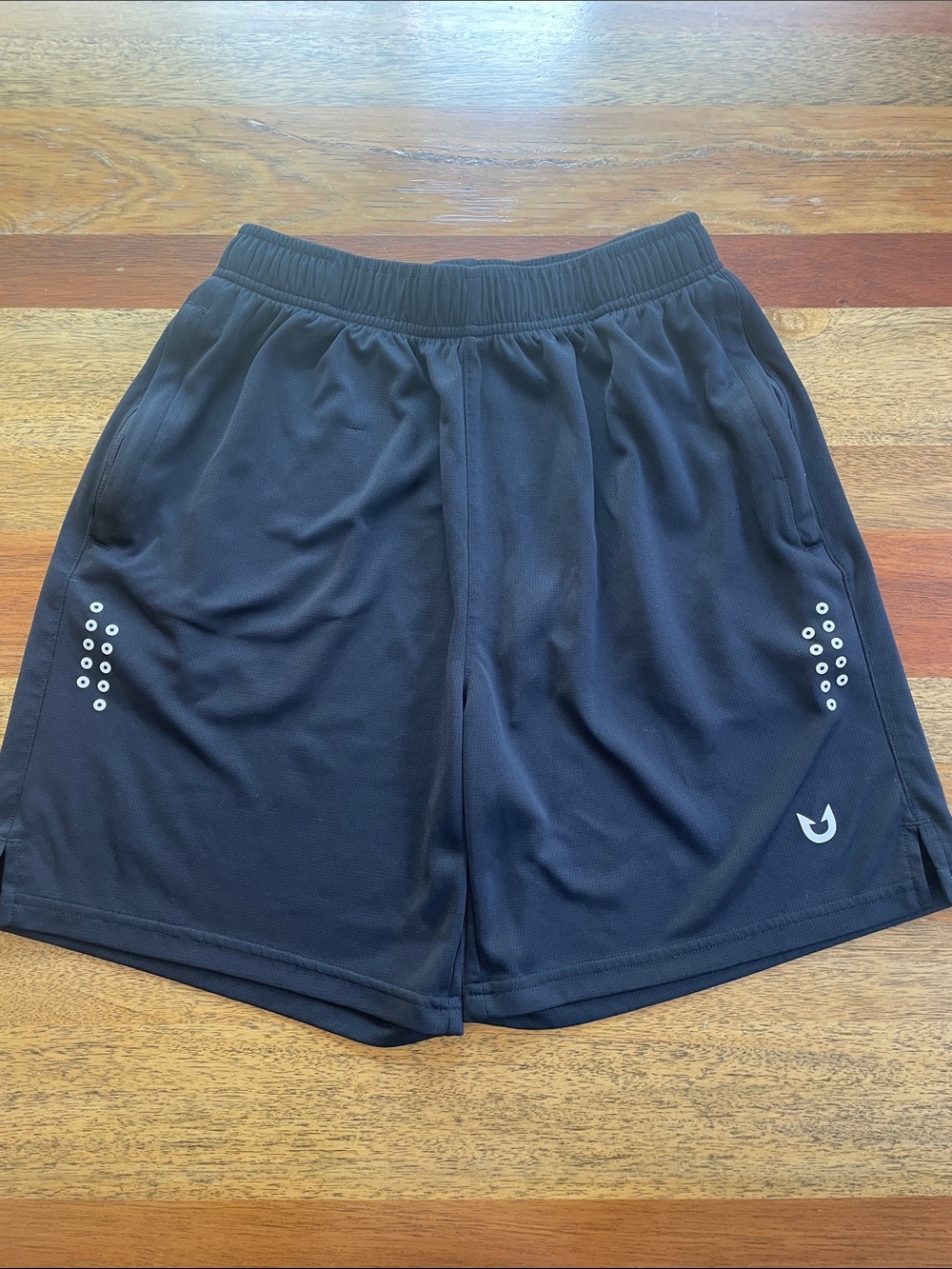Men's Black Athletic Shorts with Reflective Dot Accents
